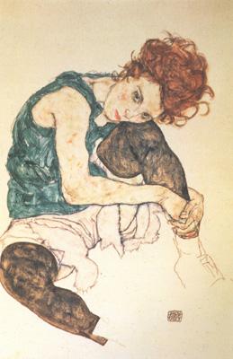 Egon Schiele Seated Woman with Bent Knee (nn03) Sweden oil painting art